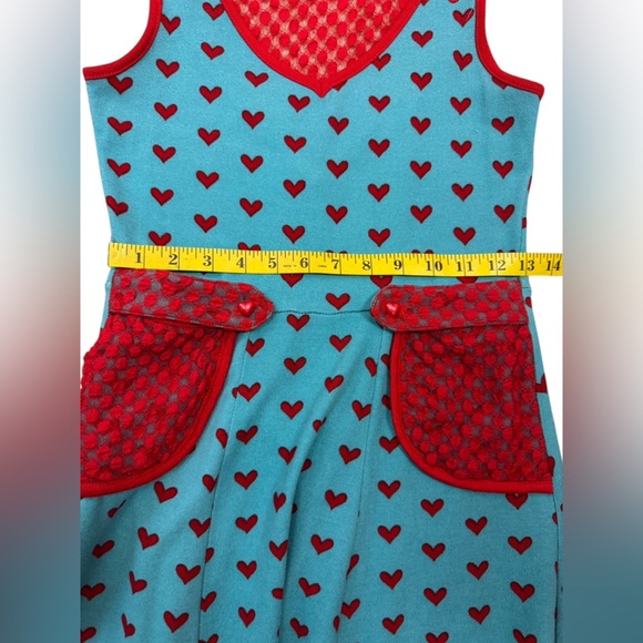 Voodoo Vixen Heart Patterned Dress with Red Accents Size Small.  E73 - Picture 16 of 17